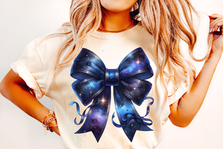 Royal Blue Bow PNG, Coquette Bow PNG, Glitter Ribbon PNG example image 1