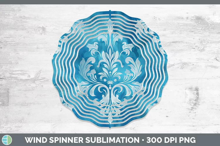 Blue Damask Wind Spinner Sublimation Spinner Designs