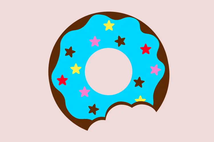 Bitten Donut SVG | Chocolate Donut with Blue Icing Cut File