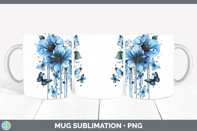 GorgeousBlue Drips Mug Wrap design.