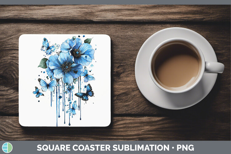 GorgeousBlue Drips Square Coaster design.