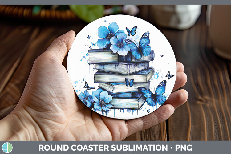 GorgeousBlue Drips Round Coaster design.