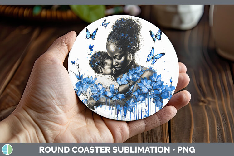 GorgeousBlue Drips Round Coaster design.