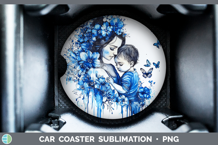 GorgeousBlue Drips Car Coaster design.
