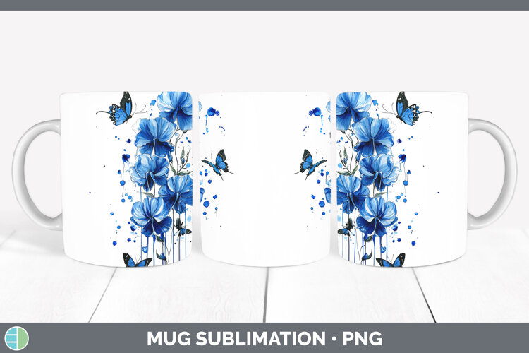 GorgeousBlue Drips Mug Wrap design.
