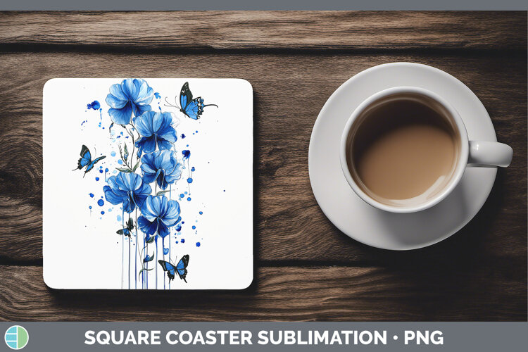 GorgeousBlue Drips Square Coaster design.