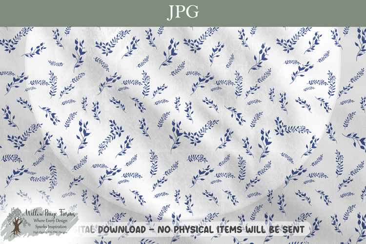 Blue Fern Toile Seamless Pattern | Botanical Cottagecore
