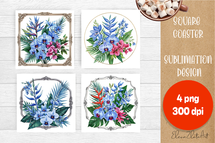Blue sublimation square coaster Sublimation
