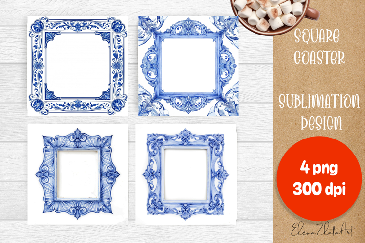Blue sublimation square coaster Sublimation