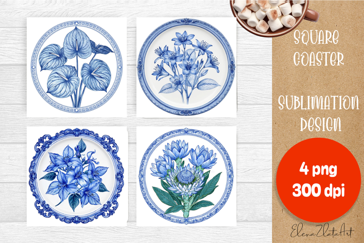 Blue sublimation square coaster Sublimation
