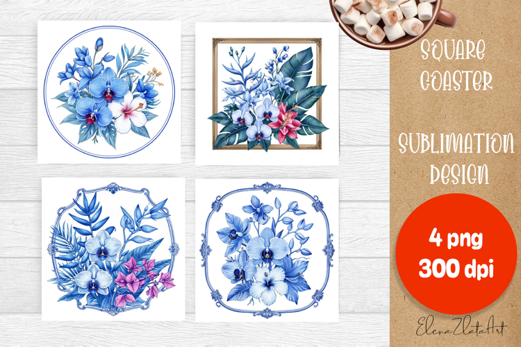 Blue sublimation square coaster Sublimation