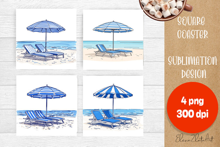 Blue sublimation square coaster Sublimation example image 1
