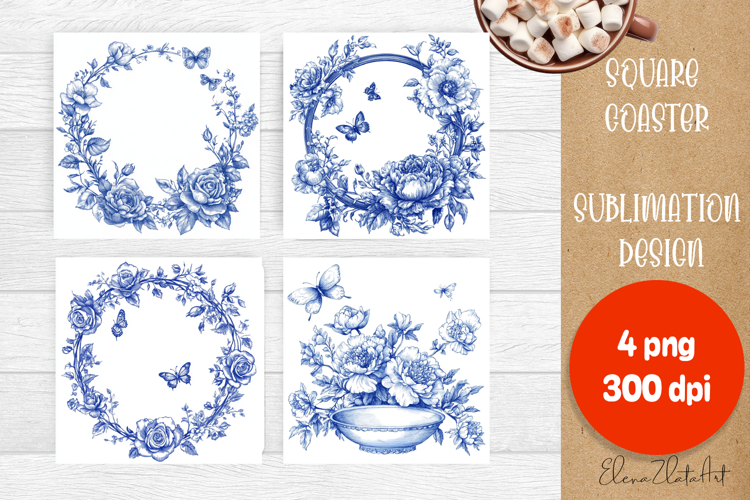 Blue sublimation square coaster Sublimation