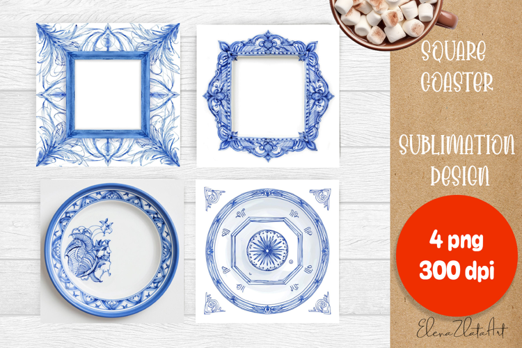 Blue sublimation square coaster Sublimation