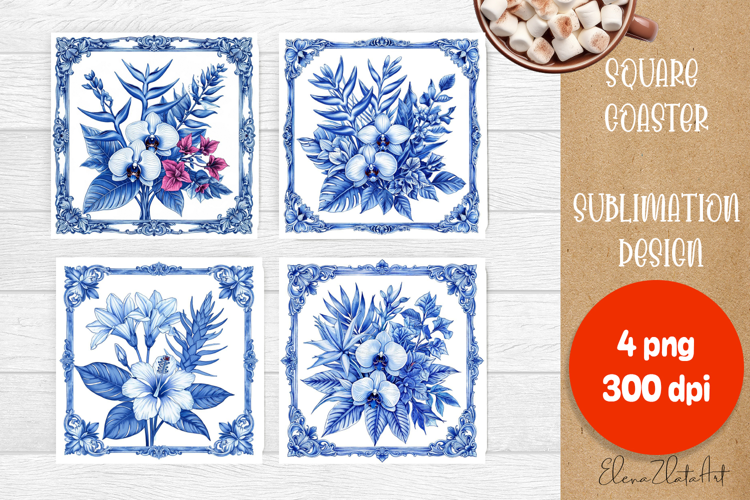 Blue sublimation square coaster Sublimation