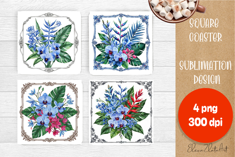 Blue sublimation square coaster Sublimation