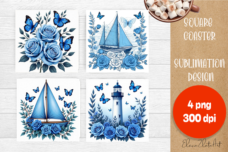 Blue sublimation square coaster Sublimation