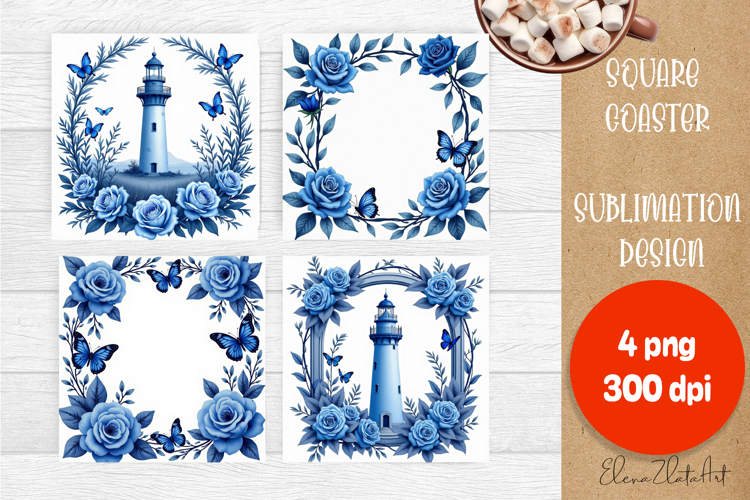 Blue sublimation square coaster Sublimation