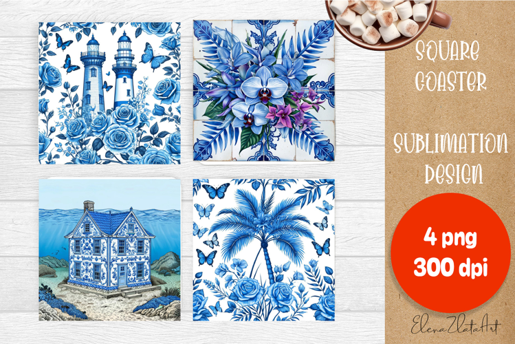 Blue sublimation square coaster Sublimation