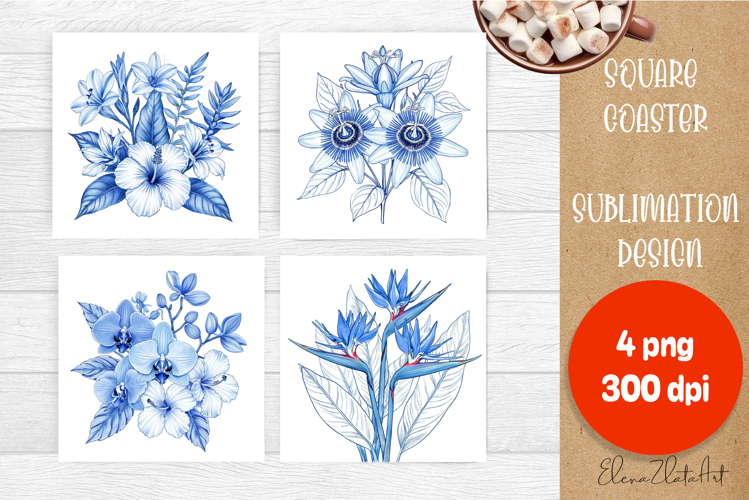 Blue sublimation square coaster Sublimation