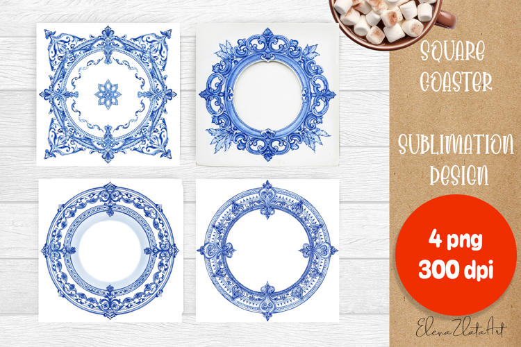 Blue sublimation square coaster Sublimation