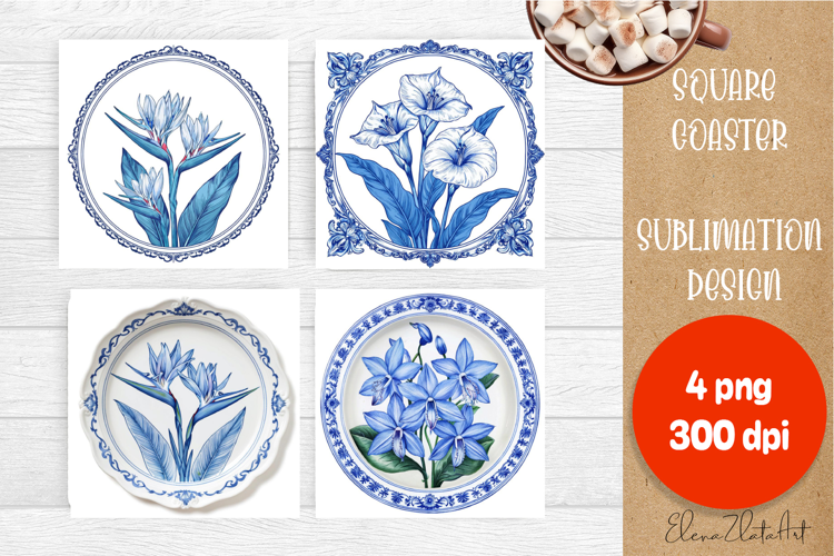 Blue sublimation square coaster Sublimation