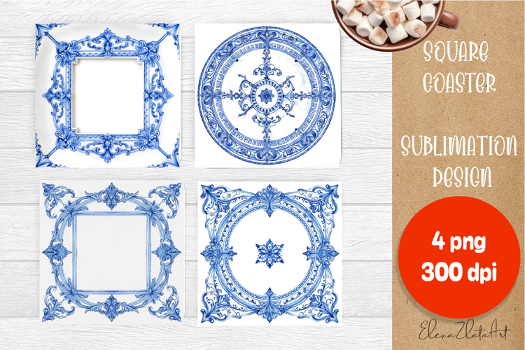 Blue sublimation square coaster Sublimation