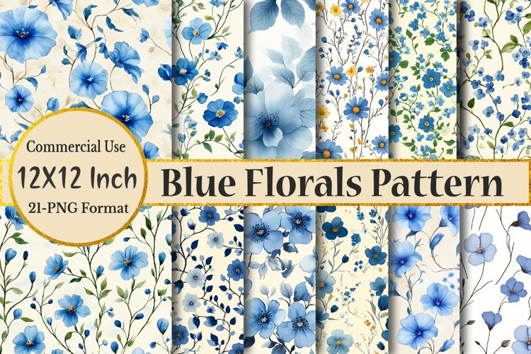 Blue Floral Seamless Pattern