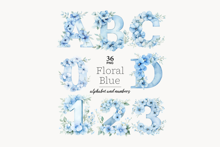 Blue Flower Alphabet | Floral Letters Printable