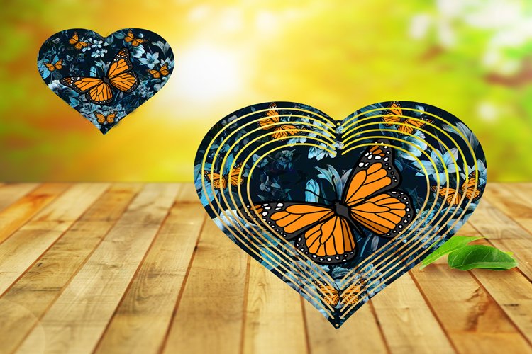 Butterflies - Heart Wind Spinner Sublimation - PNG Design example image 1