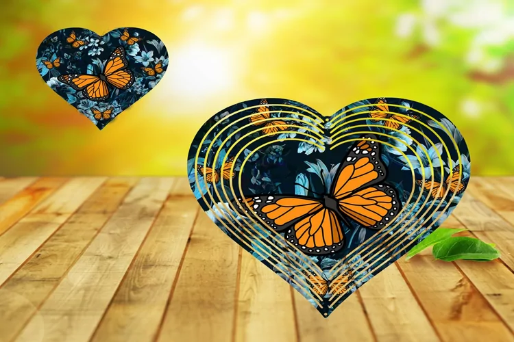 Butterflies - Heart Wind Spinner Sublimation - PNG Design