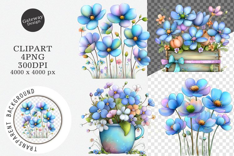 Blue Flowers Clipart Image 19