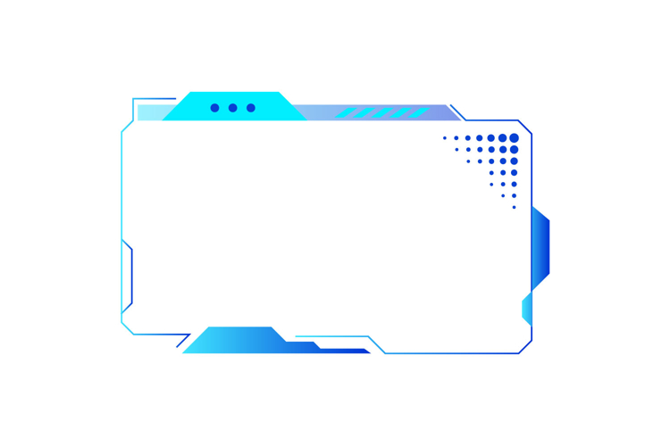 Blue futuristic cyberpunk interface frame element vector