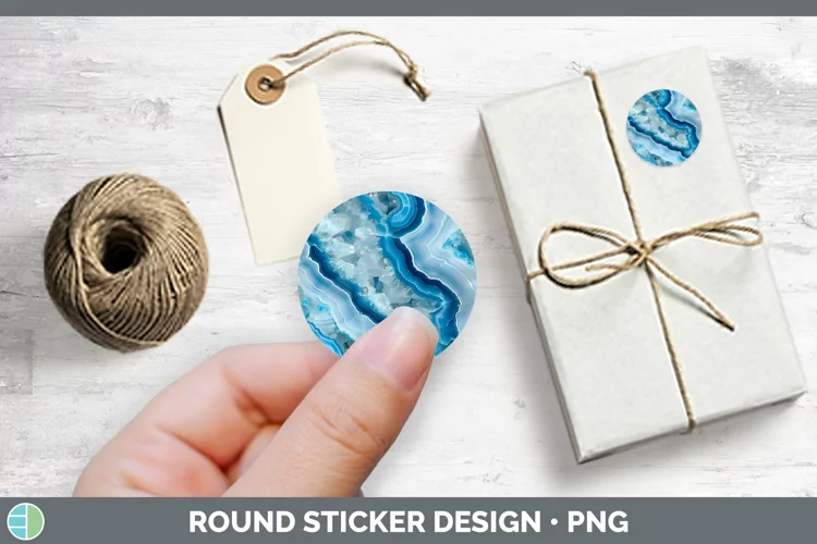 Blue Geode Stickers | Round Labels Designs