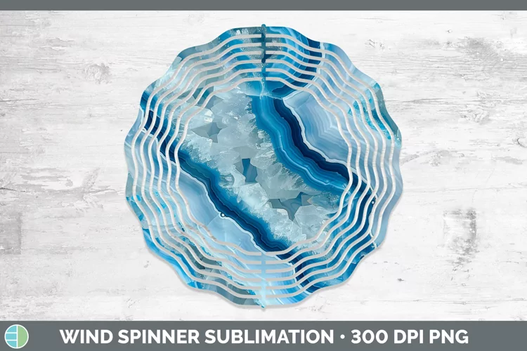 Blue Geode Wind Spinner Sublimation Spinner Designs