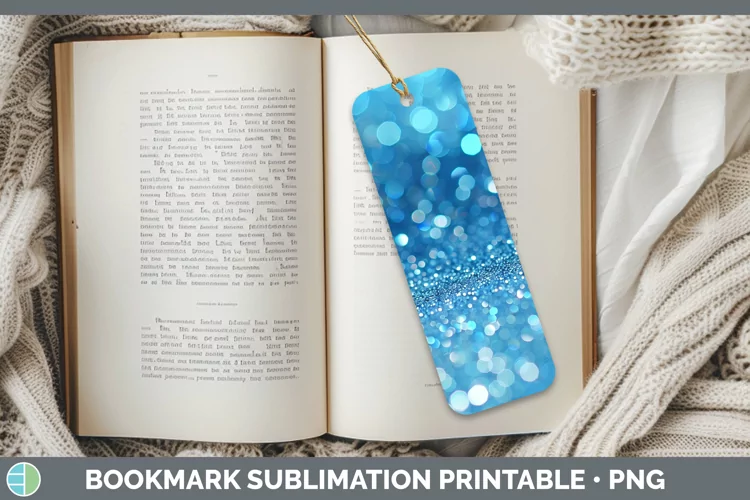 Blue Glitter Bookmark Sublimation Printable Designs