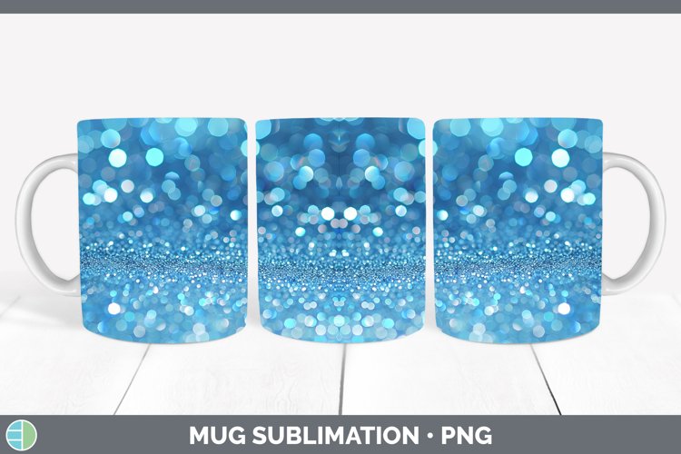 Blue Glitter Mug Wrap Sublimation Coffee Cup Designs
