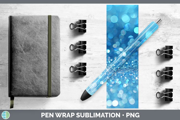 Blue Glitter Pen Wrap Sublimation Epoxy Pen Designs