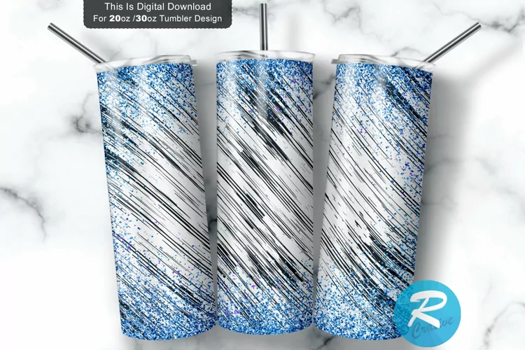 White blue Glitter 20oz/30oz Skinny Tumbler
