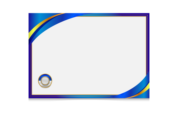 Blue gold modern certificate border frame template paper