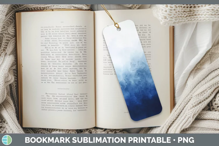 Blue Gradient Ombre Bookmark Sublimation Printable Designs