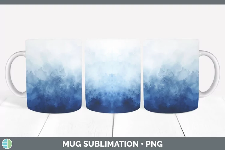Blue Gradient Ombre Mug Wrap Sublimation Coffee Cup Designs