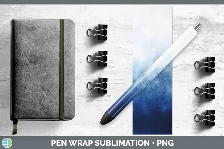 Blue Gradient Ombre Pen Wrap Sublimation Epoxy Pen Designs