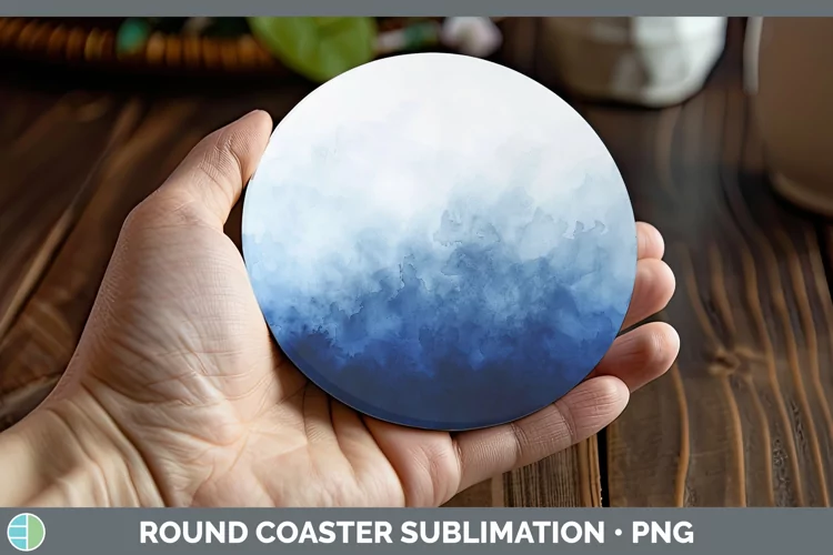 Blue Gradient Ombre Round Coaster Sublimation Coaster Design