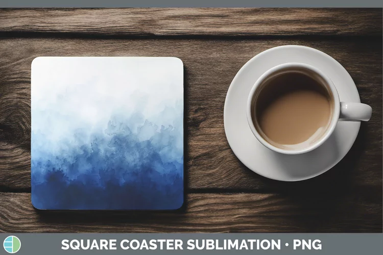 Blue Gradient Ombre Square Coaster Sublimation Coaster Desig