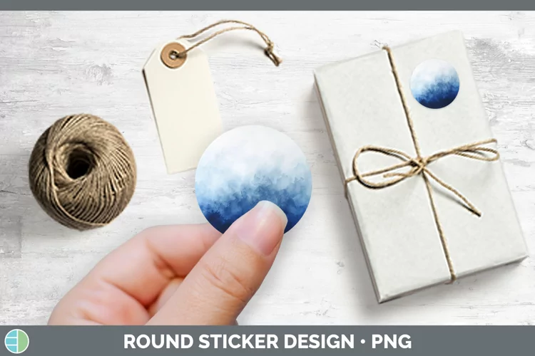 Blue Gradient Ombre Stickers | Round Labels Designs