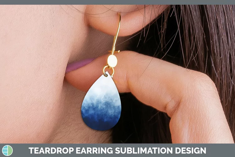 Blue Gradient Ombre Teardrop Earrings Sublimation Earrings D