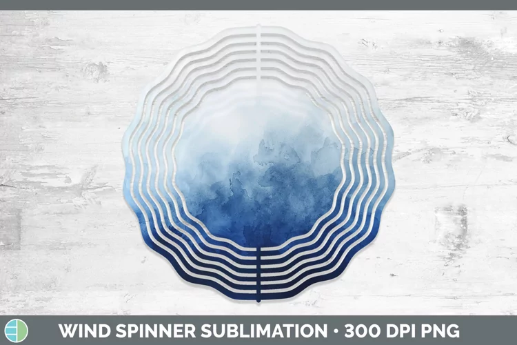 Blue Gradient Ombre Wind Spinner Sublimation Spinner Designs