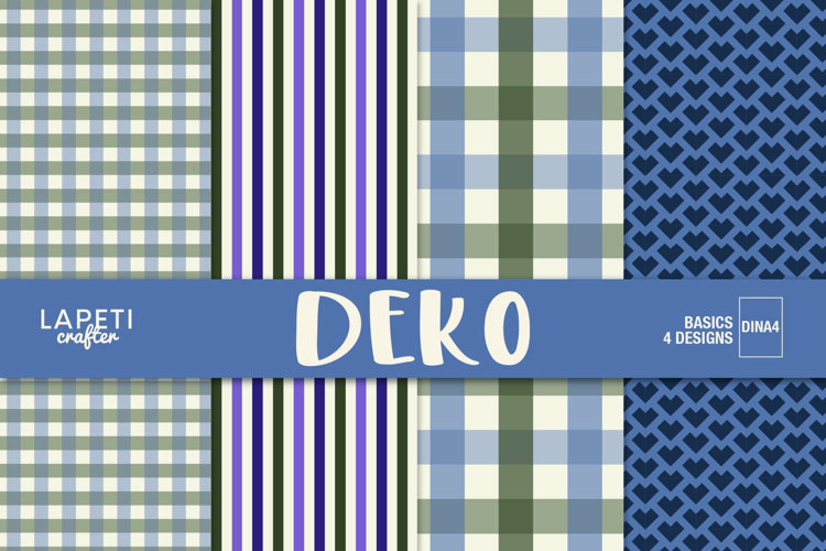 Blue and green digital paper collection with coordinated classic patterns