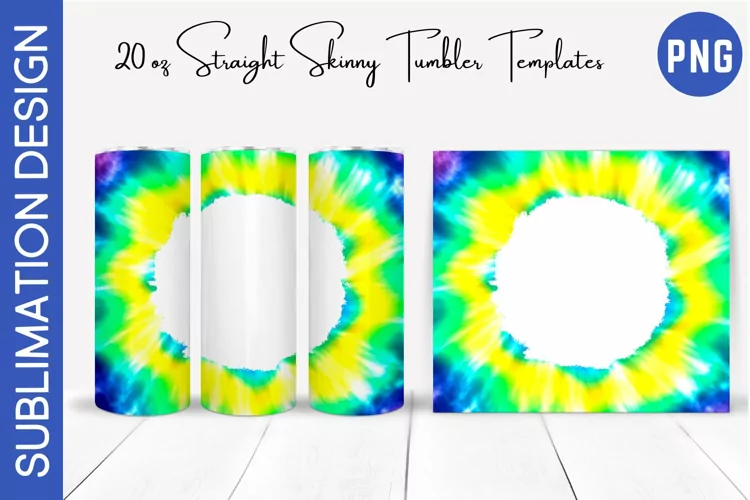 Blue Green Yellow Tie Dye 20 oz Skinny Tumbler